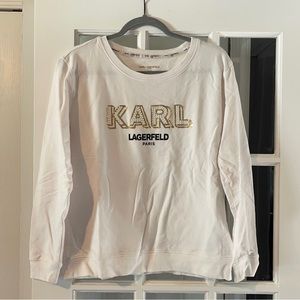 Karl Lagerfeld Paris white embellished sweatshirt